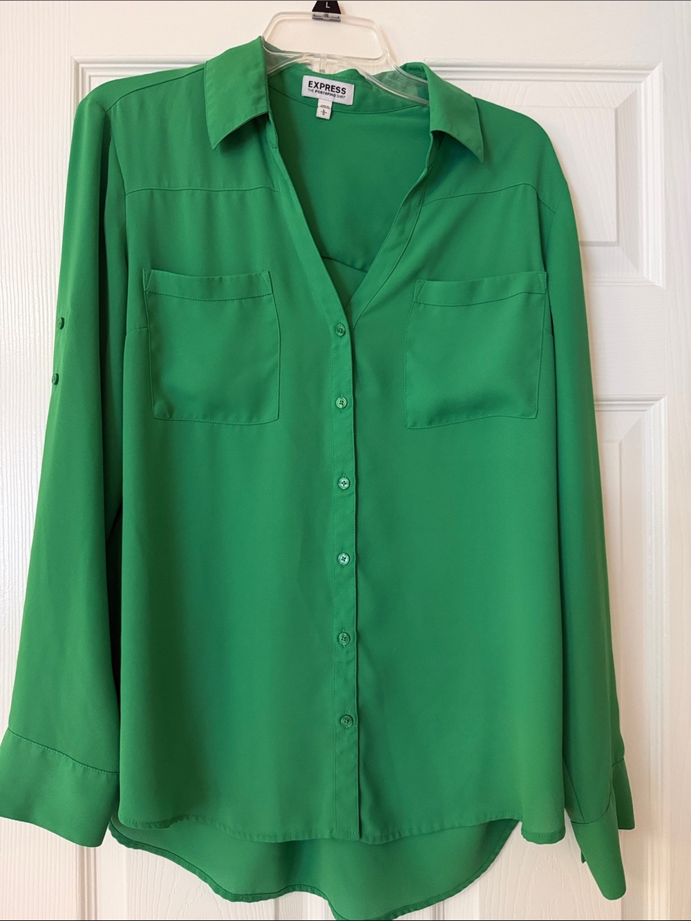 Express Green Long-Sleeve Button-Down Shirt